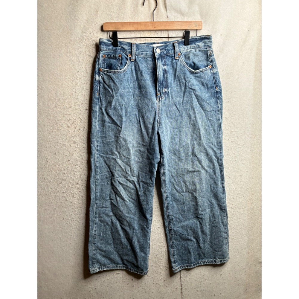 Pistola Wide Leg Cropped Jeans Light Blue Wash High Rise P6246KEE-ATD Size 30